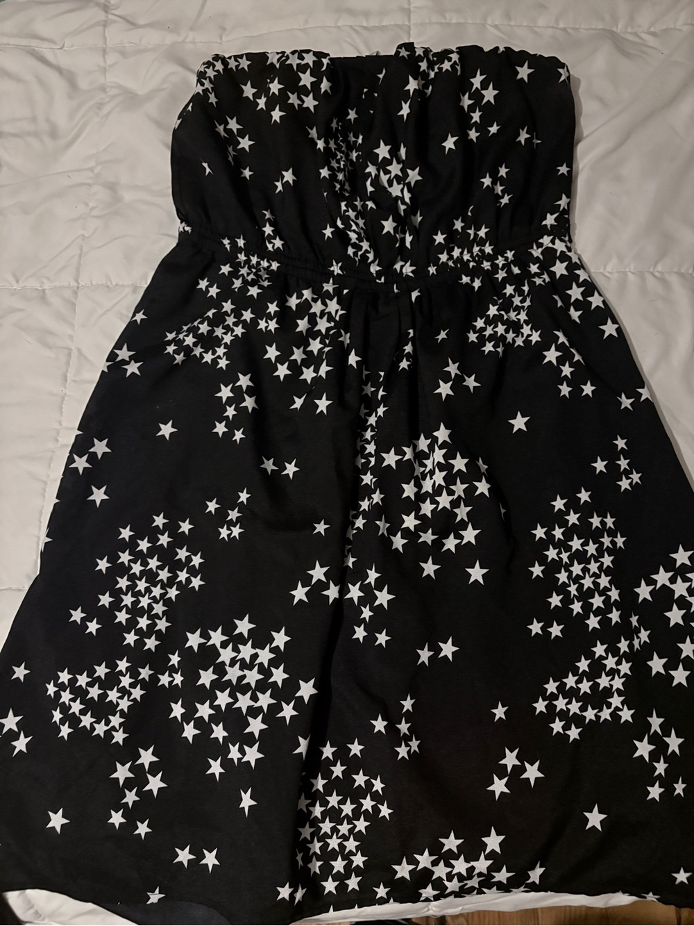 Studio Y Black Strapless Dress with Star Print